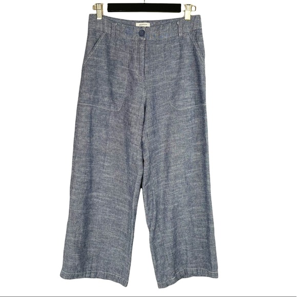 Max Studio Pants - Max Studio Blue Wide Leg Linen Pants